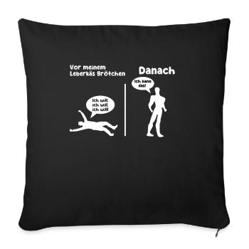 Leberkäs Brötchen - Sofakissenbezug 45 x 45 cm - Schwarz - Vorne
