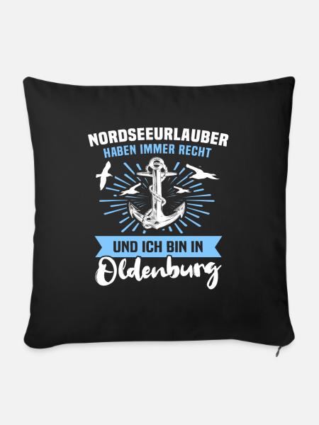 Oldenburg Urlaub - Sofakissenbezug 45 x 45 cm - Schwarz