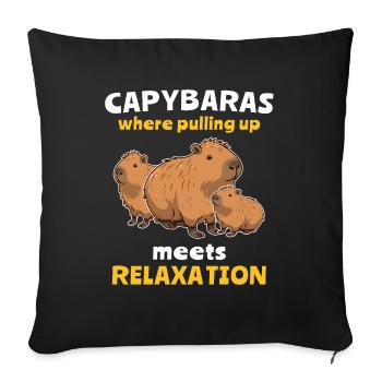 Dictons Capybara drôles - Housse de coussin décorative 45 x 45 cm - noir - Devant
