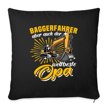 Opa Baggerfahrer - Sofakissenbezug 45 x 45 cm - Schwarz - Vorne