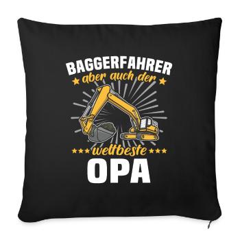 Opa Baggerfahrer - Sofakissenbezug 45 x 45 cm - Schwarz - Vorne