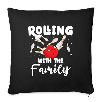 Bowler Famille Bowling en famille - Housse de coussin décorative 45 x 45 cm - noir - Devant