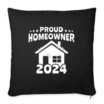 Eigenheim 2024 Hausbesitzer - Sofakissenbezug 45 x 45 cm - Schwarz - Vorne