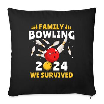Bowling 2024 Bowling en famille - Housse de coussin décorative 45 x 45 cm - noir - Devant