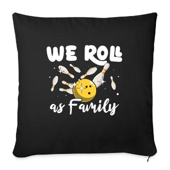 Bowler Famille Bowling en famille - Housse de coussin décorative 45 x 45 cm - noir - Devant