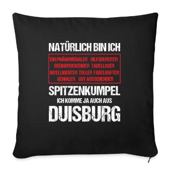 Duisburg Lustiger Spruch - Sofakissenbezug 45 x 45 cm - Schwarz - Vorne