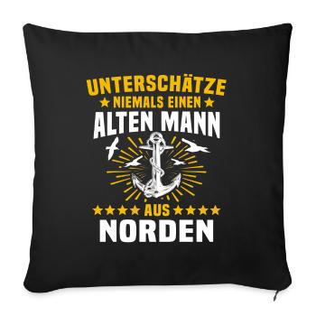 Norden Mann Nordener Männer - Sofakissenbezug 45 x 45 cm - Schwarz - Vorne