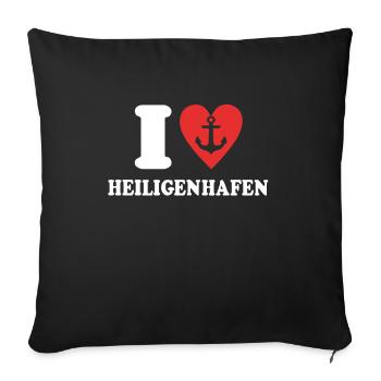 J’aime Heiligenhafen Chers Heiligenhafeners - Housse de coussin décorative 45 x 45 cm - noir - Devant