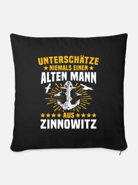 Zinnowitz Unterschätze Zinnowitzer Mann - Sofakissenbezug 45 x 45 cm - Schwarz