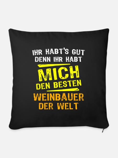 Weinbauer Geschenk - Sofakissenbezug 45 x 45 cm - Schwarz