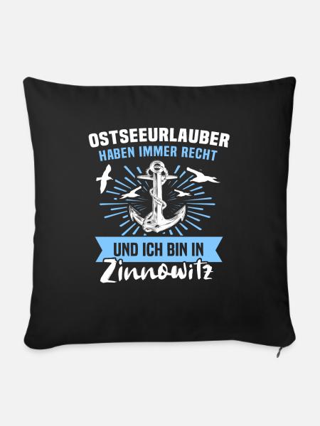Zinnowitz Ferien - Sofakissenbezug 45 x 45 cm - Schwarz
