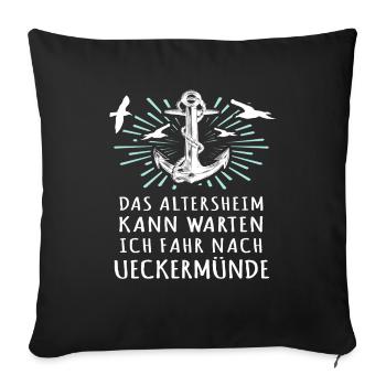 Ueckermünde Sprüche - Sofakissenbezug 45 x 45 cm - Schwarz - Vorne