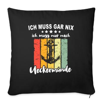 Ueckermünde Sprüche - Sofakissenbezug 45 x 45 cm - Schwarz - Vorne
