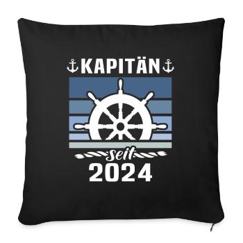 Kapitän 2024 Bootsführerschein - Sofakissenbezug 45 x 45 cm - Schwarz - Vorne