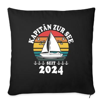 Kapitän 2024 Segeln - Sofakissenbezug 45 x 45 cm - Schwarz - Vorne