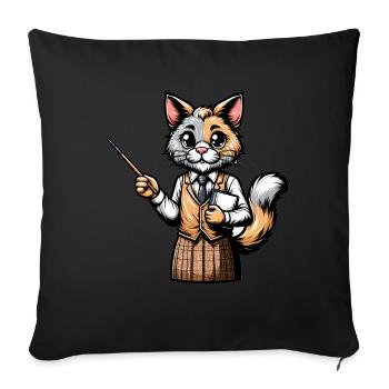 Cute Cat Teacher - Sofa pillowcase 17,3'' x 17,3'' (45 x 45 cm) - black - Front