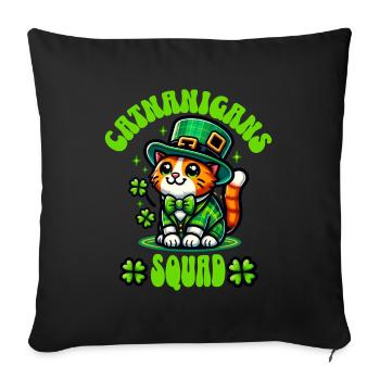 Chat de la Saint-Patrick - Housse de coussin décorative 45 x 45 cm - noir - Devant