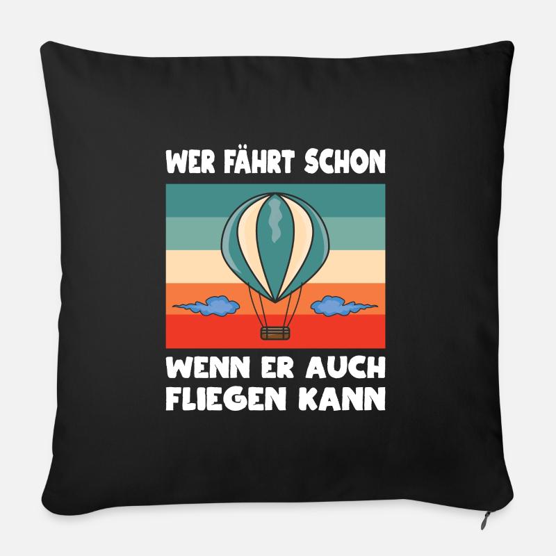 Retro Ballonpilot Heißluftballonpilot - Sofakissenbezug 45 x 45 cm - Schwarz