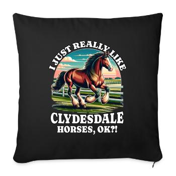 Clydesdale Horse - Sofa pillowcase 17,3'' x 17,3'' (45 x 45 cm) - black - Front