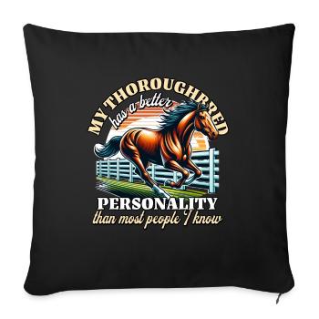 Cheval pur-sang - Housse de coussin décorative 45 x 45 cm - noir - Devant