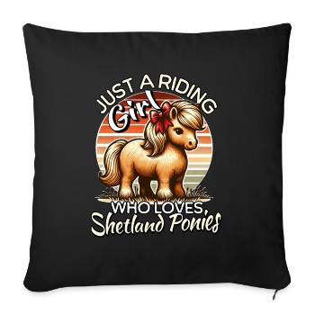Shetland Pony Mädchen - Sofakissenbezug 45 x 45 cm - Schwarz - Vorne
