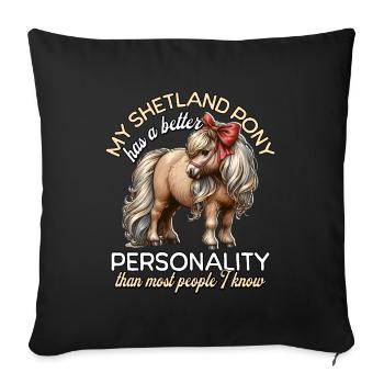 Shetland Pony Reiterin - Sofakissenbezug 45 x 45 cm - Schwarz - Vorne