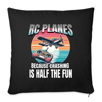 Maquette d’avion Avion RC - Housse de coussin décorative 45 x 45 cm - noir - Devant
