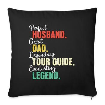 Guide touristique Papa - Housse de coussin décorative 45 x 45 cm - noir - Devant