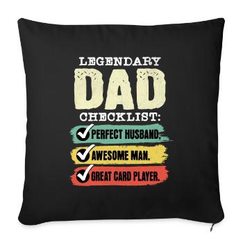 Papa Joueur de cartes Fête des pères - Housse de coussin décorative 45 x 45 cm - noir - Devant