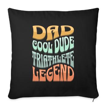 Papa Triathlet - Sofakissenbezug 45 x 45 cm - Schwarz - Vorne