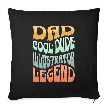 Papa Illustrator - Sofa pillowcase 17,3'' x 17,3'' (45 x 45 cm) - black - Front