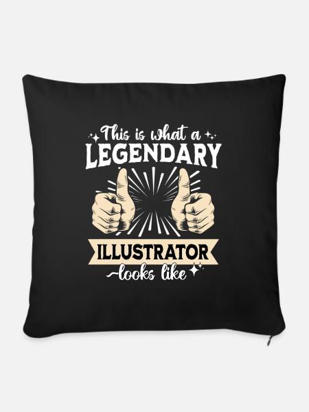 Legendärer Illustrator - Sofakissenbezug 45 x 45 cm - Schwarz