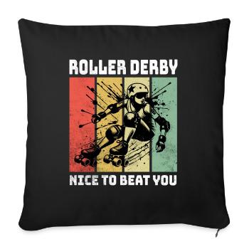 Dictons sur le roller derby - Housse de coussin décorative 45 x 45 cm - noir - Devant