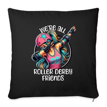 Dictons sur le roller derby - Housse de coussin décorative 45 x 45 cm - noir - Devant