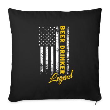Légende du buveur de bière - Housse de coussin décorative 45 x 45 cm - noir - Devant