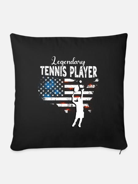 Tennisspieler - Sofakissenbezug 45 x 45 cm - Schwarz