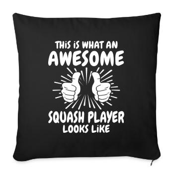 Joueur de squash - Housse de coussin décorative 45 x 45 cm - noir - Devant