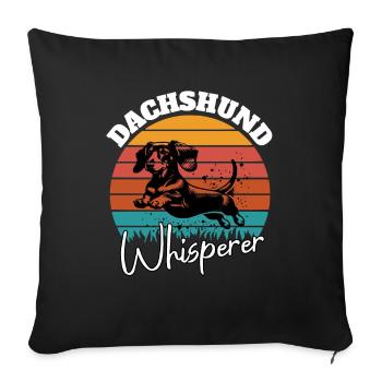 Teckel chuchoteur - Housse de coussin décorative 45 x 45 cm - noir - Devant