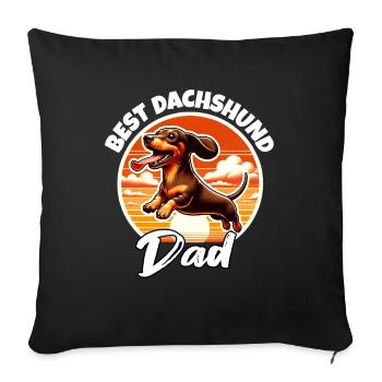 Papa teckel - Housse de coussin décorative 45 x 45 cm - noir - Devant