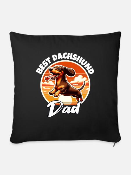 Dackel Papa - Sofakissenbezug 45 x 45 cm - Schwarz