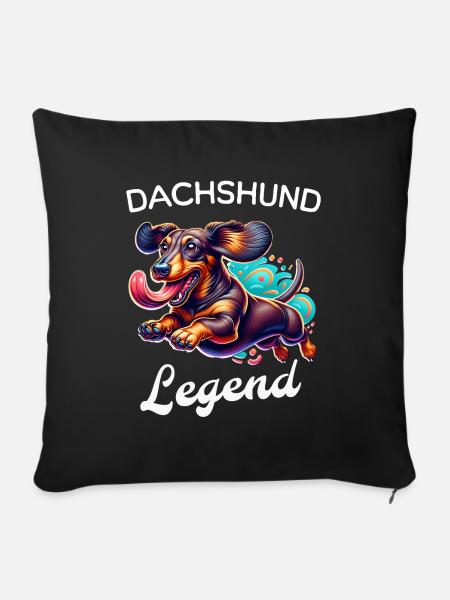 Dackel Legende Dachshund - Sofakissenbezug 45 x 45 cm - Schwarz