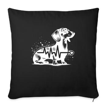 Dachshund Cardio - Sofa pillowcase 17,3'' x 17,3'' (45 x 45 cm) - black - Front