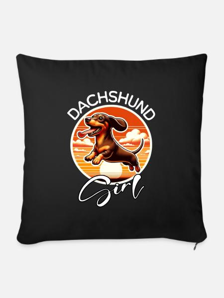 Dachshund Girl - Sofakissenbezug 45 x 45 cm - Schwarz