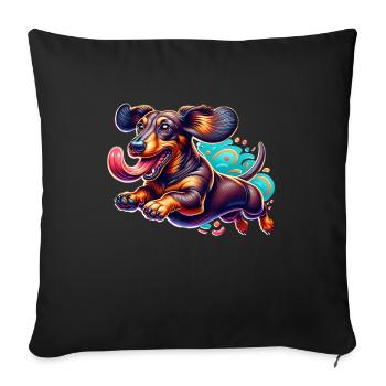 Teckel - Housse de coussin décorative 45 x 45 cm - noir - Devant