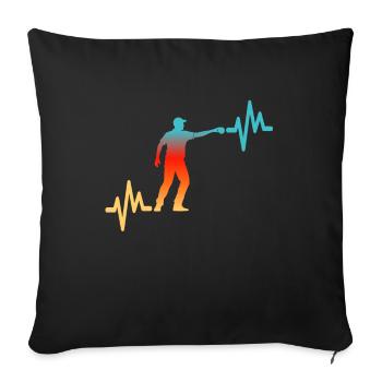 Petanque Herzlinie - Sofakissenbezug 45 x 45 cm - Schwarz - Vorne