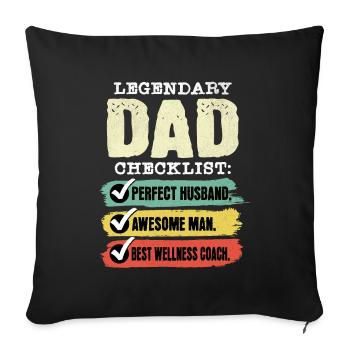 Papa Wellness Coach Vatertag - Sofakissenbezug 45 x 45 cm - Schwarz - Vorne