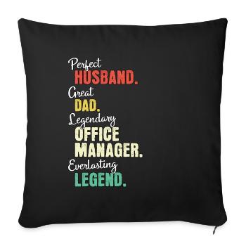 Papa chef de bureau - Housse de coussin décorative 45 x 45 cm - noir - Devant