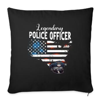 Policeman US - Sofa pillowcase 17,3'' x 17,3'' (45 x 45 cm) - black - Front