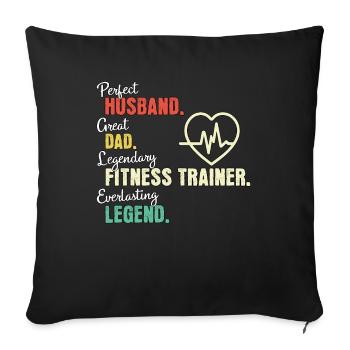 Fitness trainer dad - Sofa pillowcase 17,3'' x 17,3'' (45 x 45 cm) - black - Front