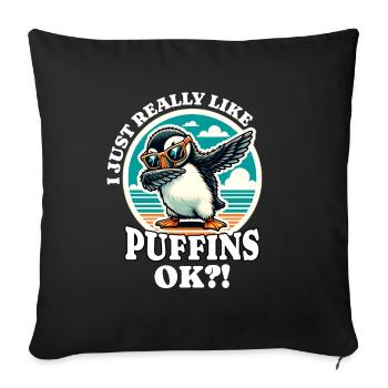 J’adore le dicton Puffin - Housse de coussin décorative 45 x 45 cm - noir - Devant